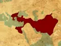 Karta som visar Alexander den stores imperium i rött, sträckande sig från Grekland till Indien.