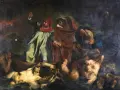 Dante och Vergilius i Charons båt, en scen från Den gudomliga komedin, skriven av Dante Alighieri.