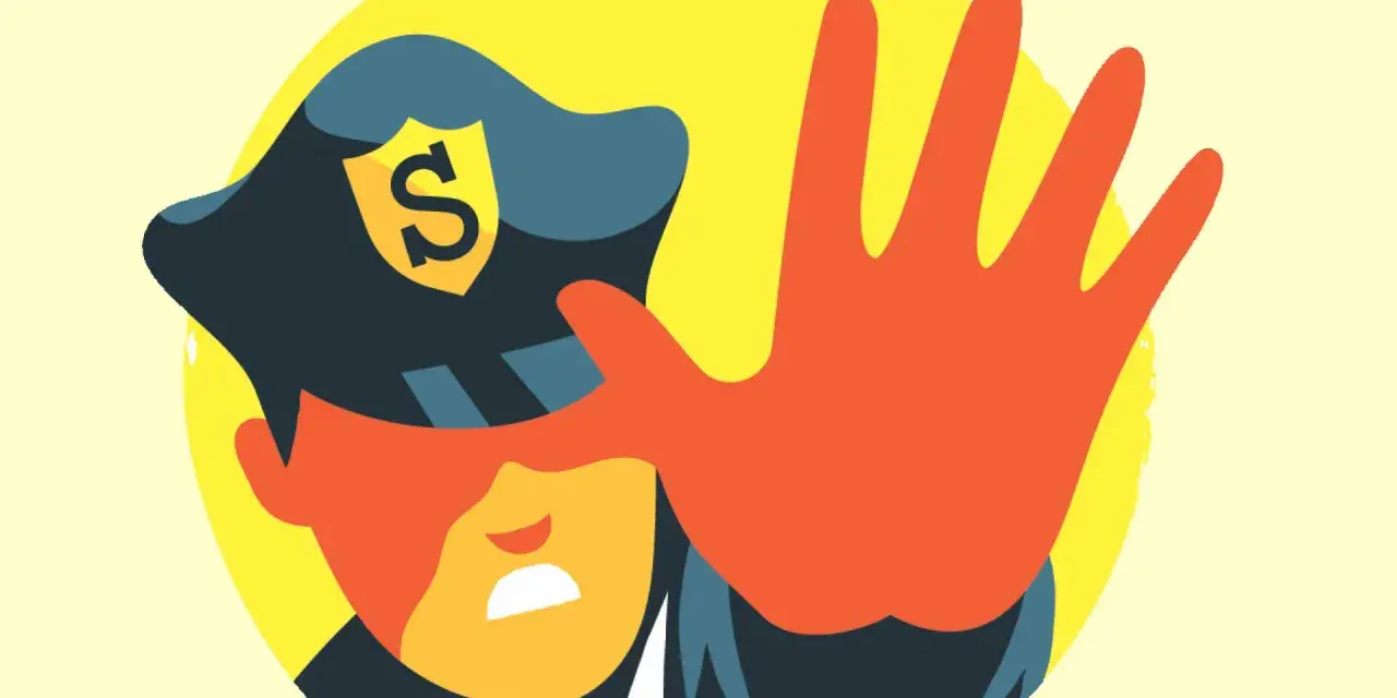 En polis med en sköld på hatten stoppar dig med en hand. En nidskrift synonym kan vara "hånskrift".