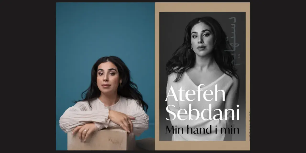 Atefeh Sebdani, författare till "Min hand i min", poserar med en blick som speglar djup.