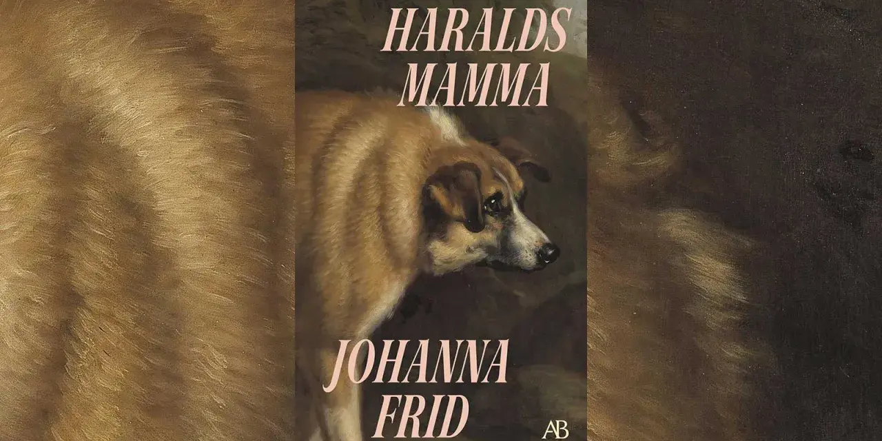 Bokomslag för "Haralds mamma" av Johanna Frid. En hund tittar sorgset åt sidan.