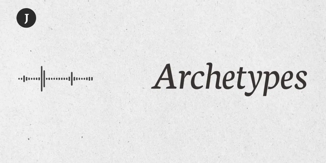 En ljudvåg och texten "Archetypes" på en ljus bakgrund. En symbol med ett "J" i en cirkel syns i övre vänstra hörnet.