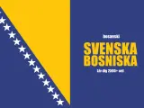 Bosniska svenska: lär dig 2500+ ord. Bilden visar Bosniens flagga och texten "svenska bosniska".