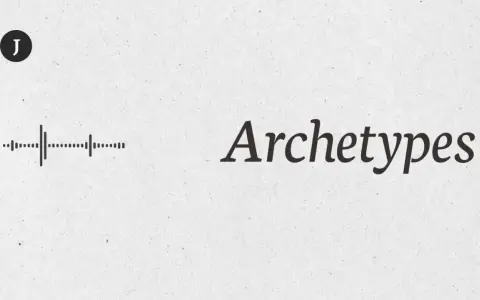 En ljudvåg och texten "Archetypes" på en ljus bakgrund. En symbol med ett "J" i en cirkel syns i övre vänstra hörnet.