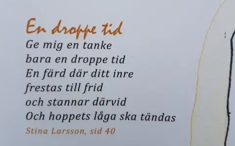 En dikt om havet, "En droppe tid", av Stina Larsson. En inre resa som leder till frid och hopp.