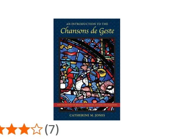 Bokomslag för "An Introduction to the Chansons de Geste" med en färgglad glasmålning av riddare.