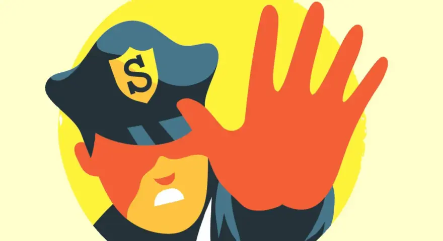 En polis med en sköld på hatten stoppar dig med en hand. En nidskrift synonym kan vara "hånskrift".