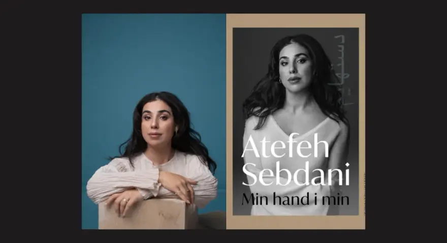 Atefeh Sebdani, författare till "Min hand i min", poserar med en blick som speglar djup.