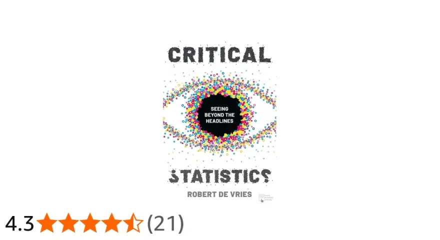 Boken "Critical Statistics" av Robert de Vries, med en ögonbild av färgglada prickar.