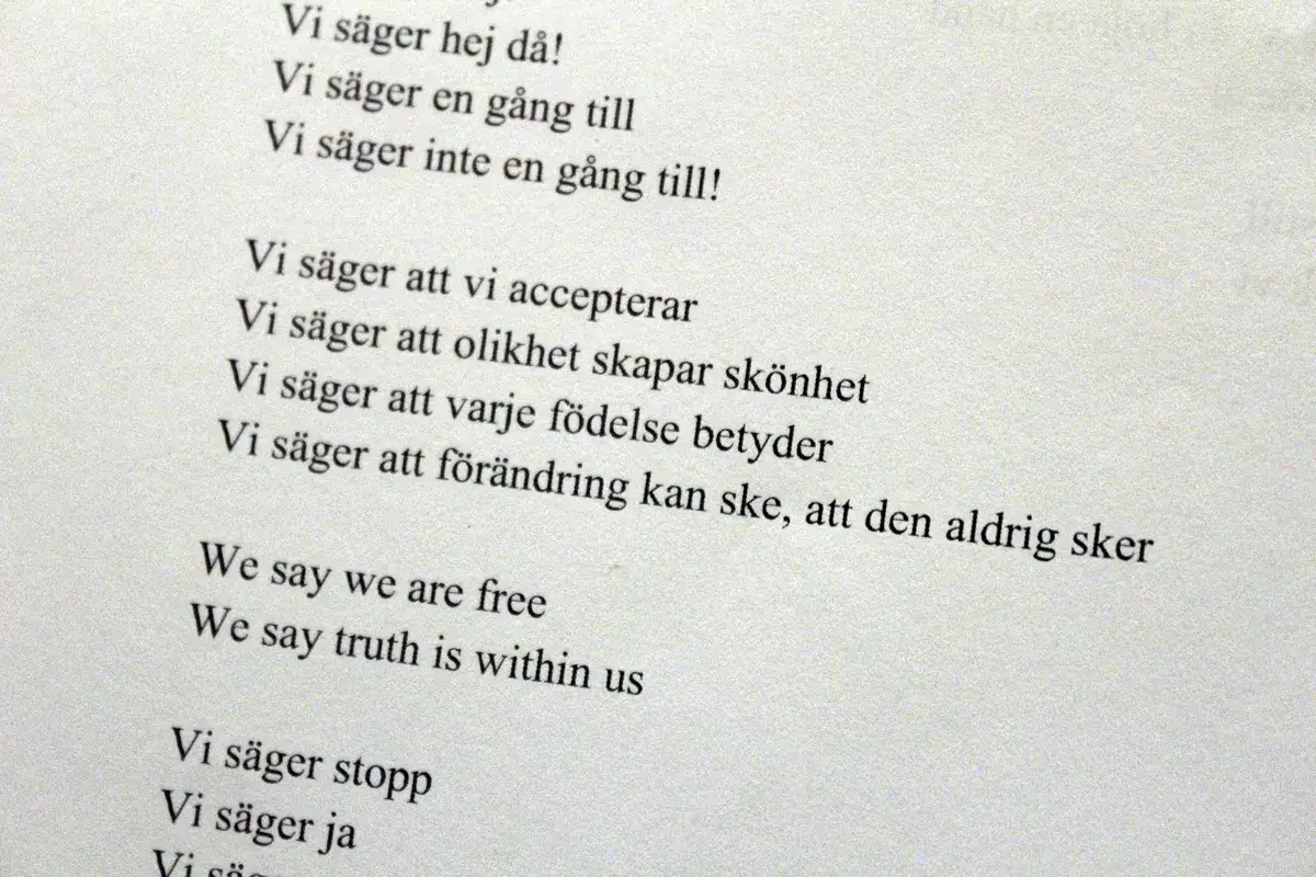 Text fr&aring;n en svensk dikt med rader som 