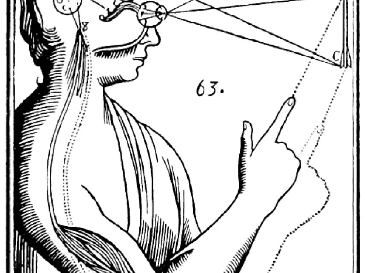 Illustration av hur ögat uppfattar, en visuell representation av dualism filosofi.