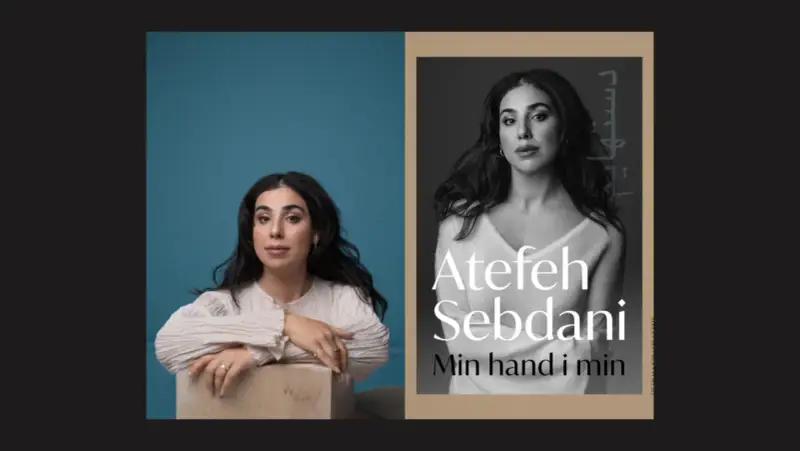 Atefeh Sebdani, författare till "Min hand i min", poserar med en blick som speglar djup.